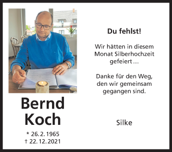 Anzeige von Bernd Koch 