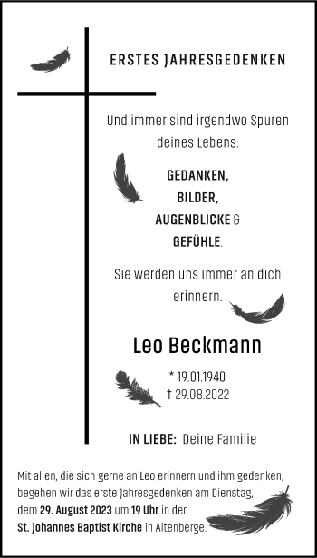Anzeige von Leo Beckmann 