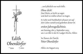 Anzeige von Edith Oberdörfer 