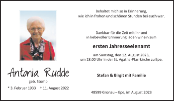 Anzeige von Antonia Rudde 