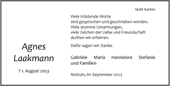 Anzeige von Agnes Laakmann 