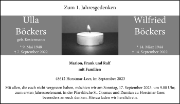 Anzeige von Wilfried und Ulla Böckers 