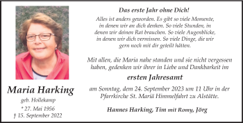 Anzeige von Maria Harking 