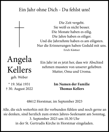 Anzeige von Angela Kellers 