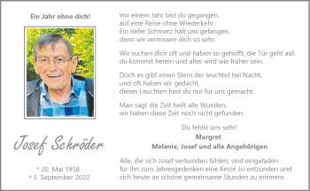 Anzeige von Josef Schröder 