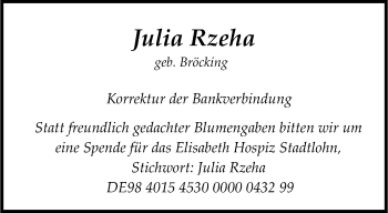 Anzeige von Julia Rzeha 