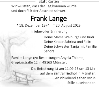 Anzeige von Frank Lange 