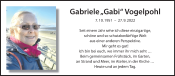 Anzeige von Gabriele Vogelpohl 