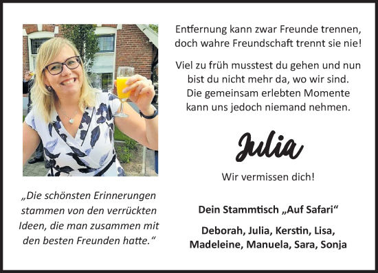 Anzeige von Julia Rzeha 