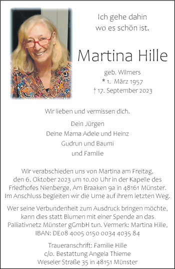 Anzeige von Martina Hille 