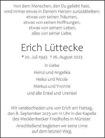 Anzeige von Erich Lüttecke 