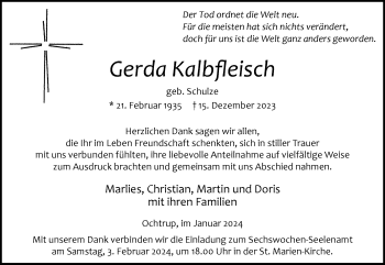 Anzeige von Gerda Kalbfleisch 
