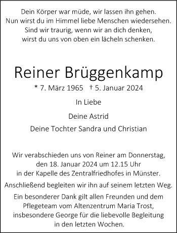 Anzeige von Reinhard  Brüggenkamp 