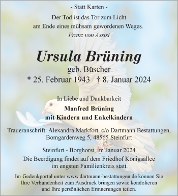 Anzeige von Ursula Brüning 