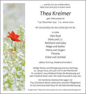 Anzeige von Thea Kreimer 