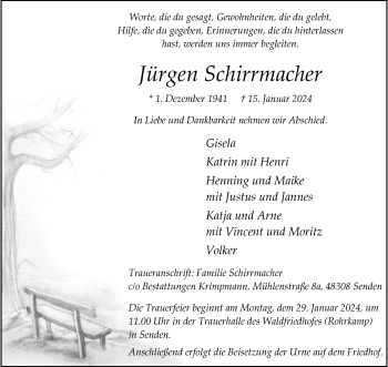Anzeige von Jürgen Schirrmacher 