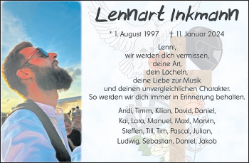 Anzeige von Lennart Inkmann 