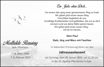 Anzeige von Mathilde Rensing 