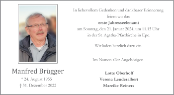 Anzeige von Manfred Brügger 