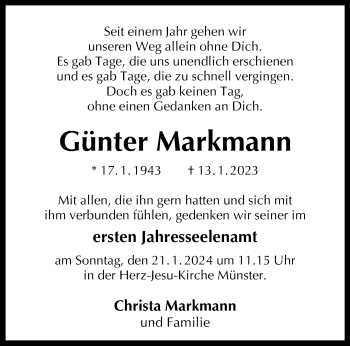 Anzeige von Günter Markmann 