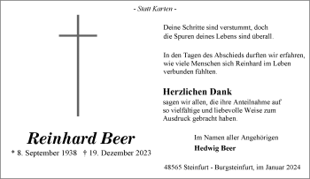 Anzeige von Reinhard Beer 