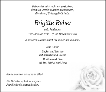 Anzeige von Brigitte Reher 