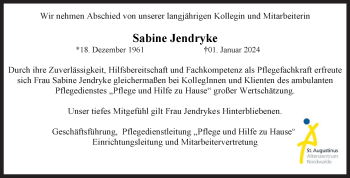 Anzeige von Sabine Jendryke 