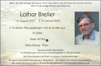 Anzeige von Lothar Breller 