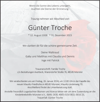 Anzeige von Günter Troche 