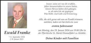 Anzeige von Ewald Franke 