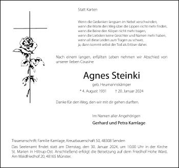 Anzeige von Agnes Steinki 