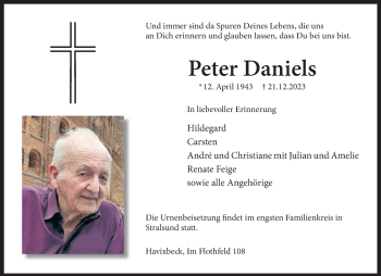 Anzeige von Peter Daniels 