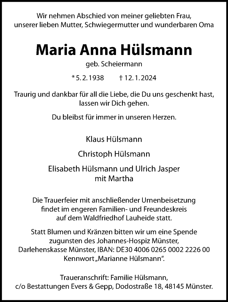  Traueranzeige für   vom 20.01.2024 aus 