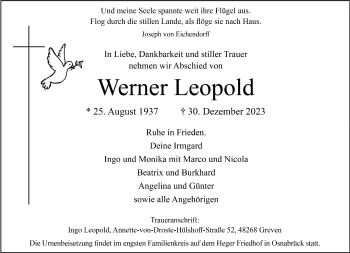 Anzeige von Werner Leopold 