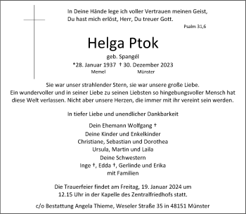 Anzeige von Helga Ptok 