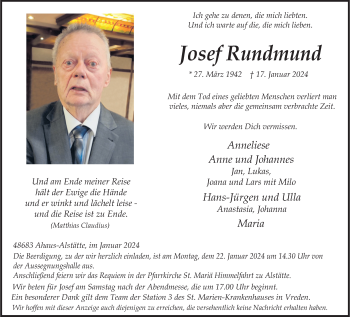 Anzeige von Josef Rundmund 