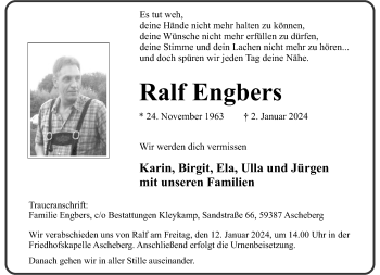 Anzeige von Ralf Engbers 