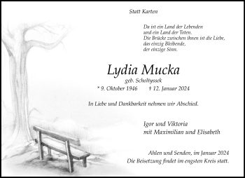 Anzeige von Lydia Mucka 