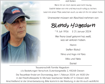 Anzeige von Blendy Hagedorn 
