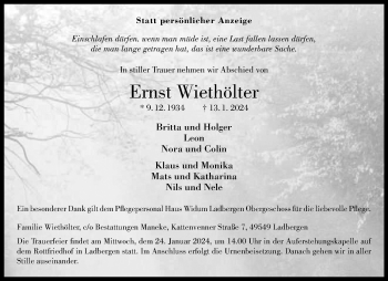 Anzeige von Ernst Wiethölter 