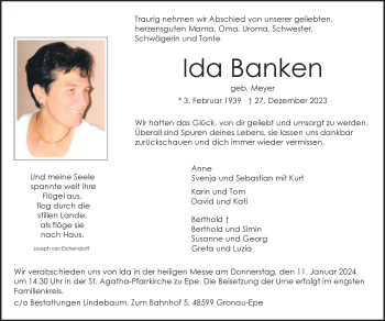 Anzeige von Ida Banken 