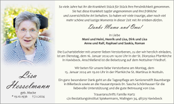 Anzeige von Lisa Hesselmann 