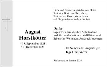 Anzeige von August Horstkötter 