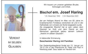 Anzeige von Josef Haring 
