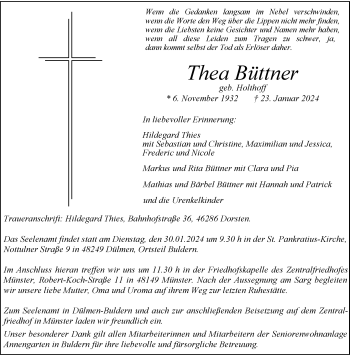 Anzeige von Thea Büttner 