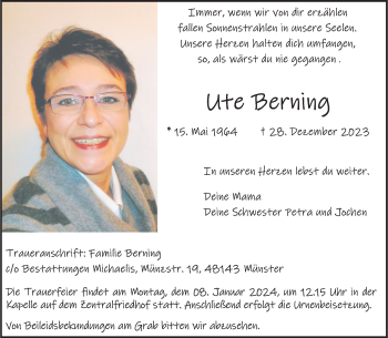 Anzeige von Ute Berning 