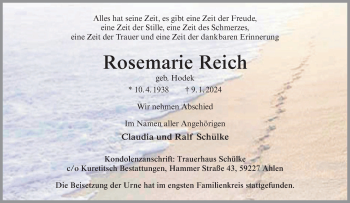 Anzeige von Rosemarie Reich 