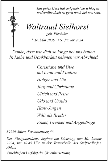 Anzeige von Waltraud Sielhorst 