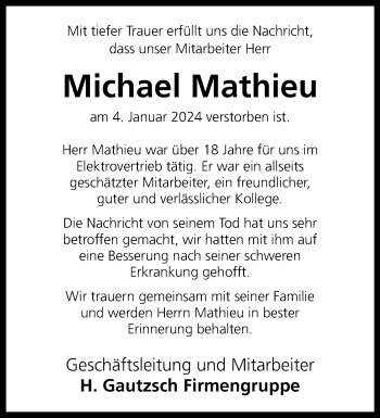 Anzeige von Michael Mathieu 