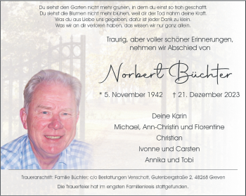 Anzeige von Norbert Büchter 